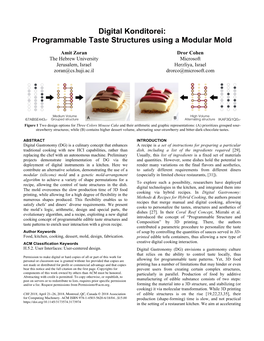 Digital Konditorei: Programmable Taste Structures Using a Modular Mold
