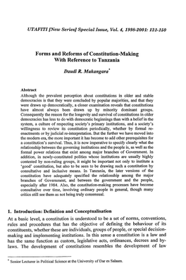 Forms and Reforms of Constitution-Making with Reference to Tanzania