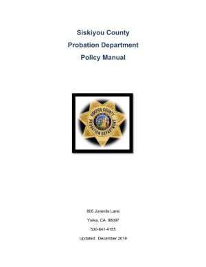 Probation Department Policy Manual