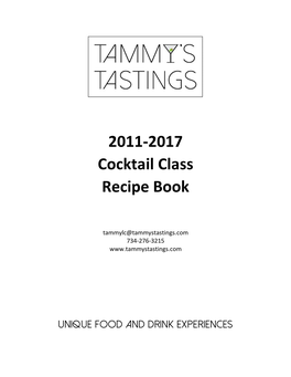 2011-2017 Cocktail Class Recipe Book