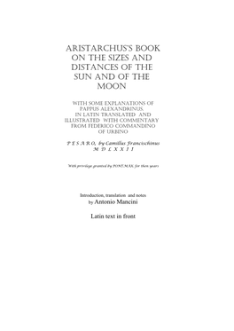 Aristarchus's Book on the Sizes and Distances of The