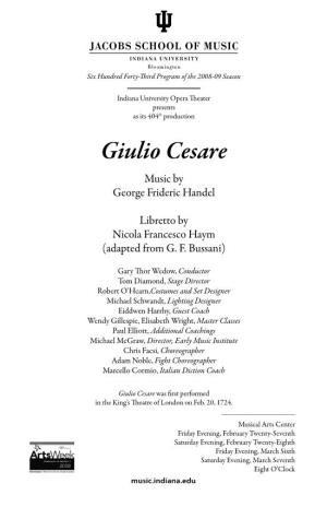 Giulio Cesare Music by George Frideric Handel