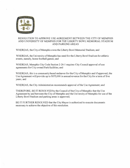 Resolution to Approve Use Agreement Between the City of Memphis and University of Memphis for the Liberty Bowl Memorial Stadium and Parking Areas