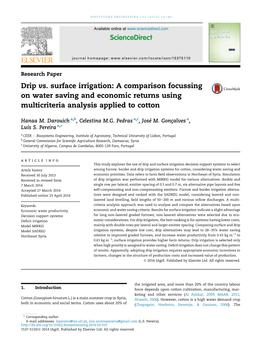 Drip Vs. Surface Irrigation: a Comparison Focussing on Water Saving and Economic Returns Using Multicriteria Analysis Applied to Cotton