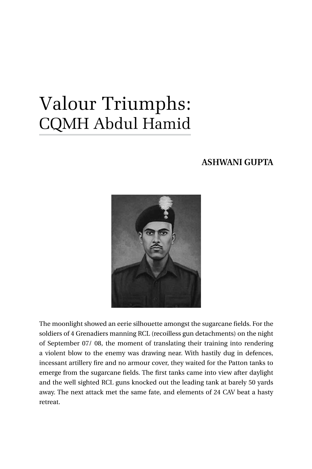 Valour Triumphs: CQMH Abdul Hamid, by Ashwani Gupta