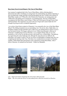 Rose Jones Travel Award Report: the Tour of Mont Blanc