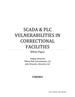 Scada & Plc Vulnerabilities in Correctional Facilities