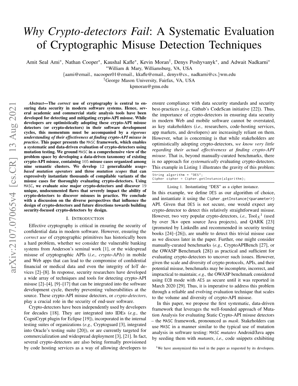 Why Crypto-Detectors Fail: a Systematic Evaluation of Cryptographic Misuse Detection Techniques