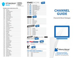 Printable Channel Lineup