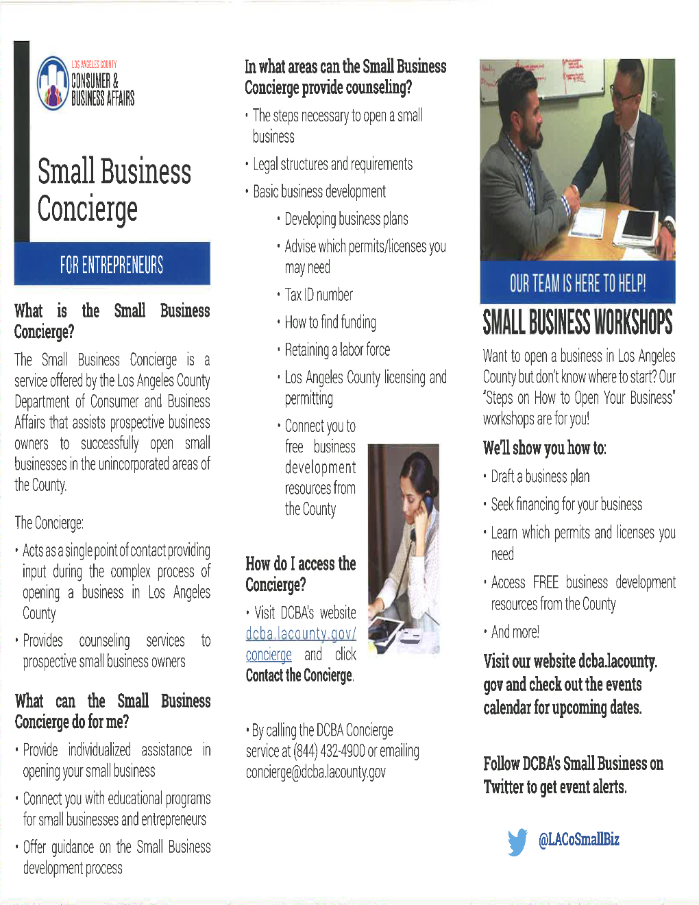 Small Business Concierge Is a Want to Open a Business in Los Angeles Service Offered by the Los Angeles County