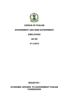 Census of Punjab Government and Semi-Government Employees As on 31-3-2015 Issued By