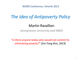 Lecture 1: a Short History of Thinking on Poverty