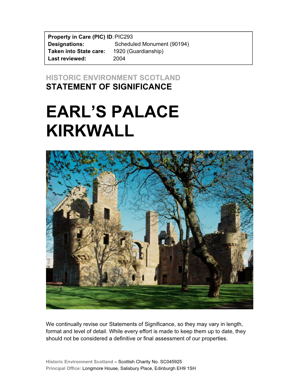 Earl's Palace Kirkwall
