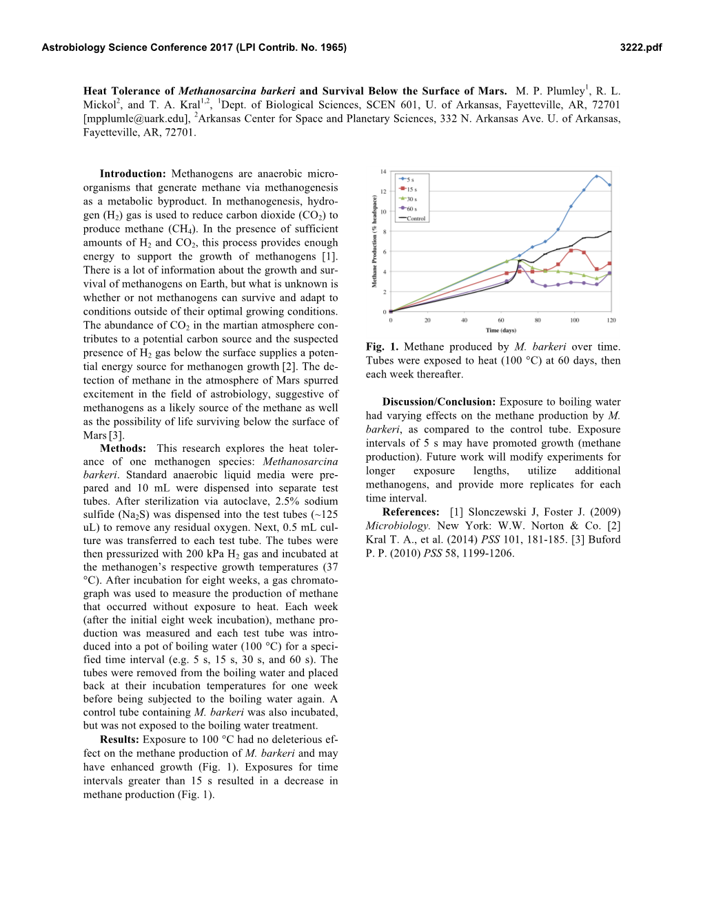 Heat Tolerance of Methanosarcina Barkeri and Survival Below the Surface of Mars