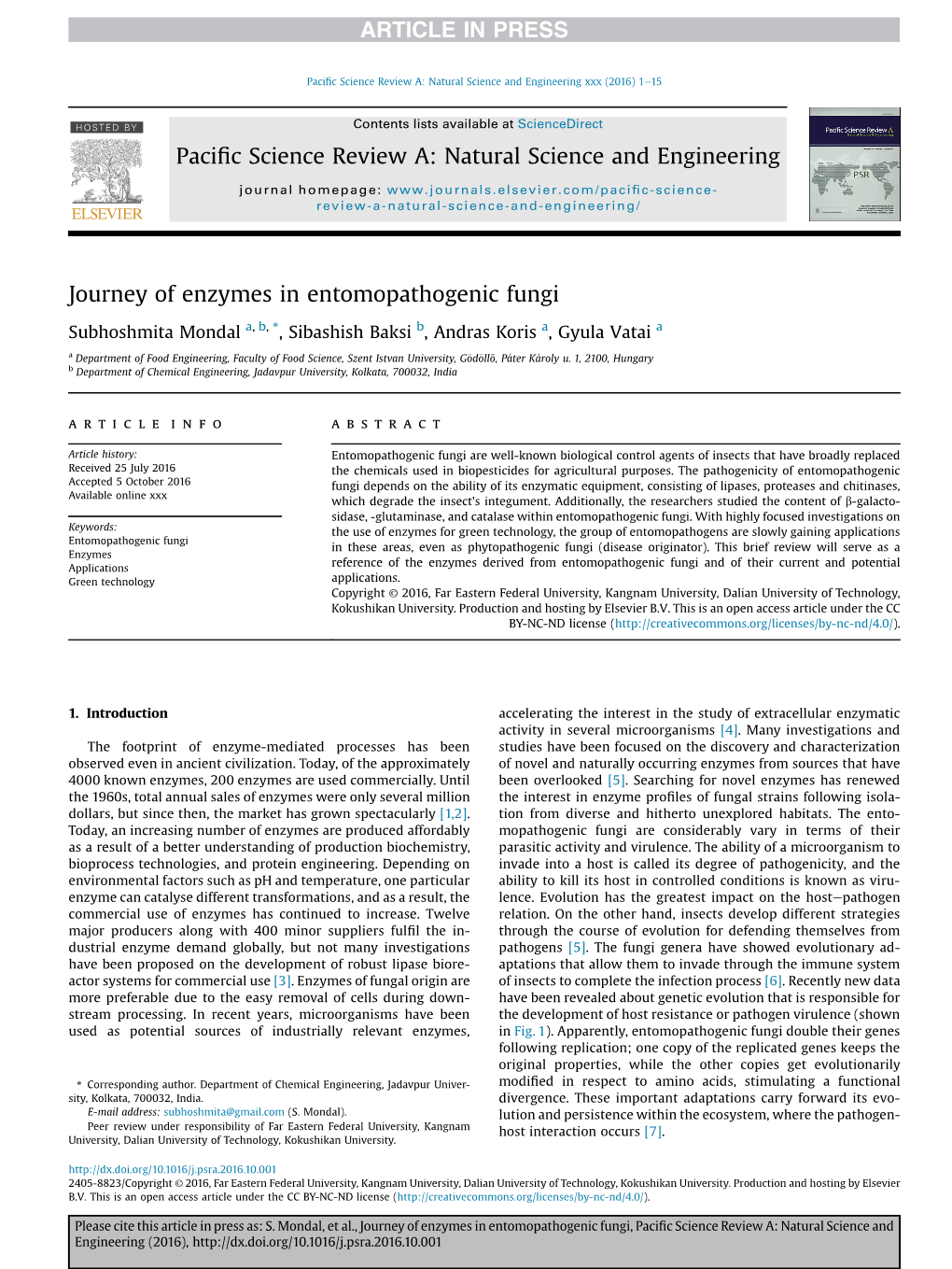 Journey of Enzymes in Entomopathogenic Fungi