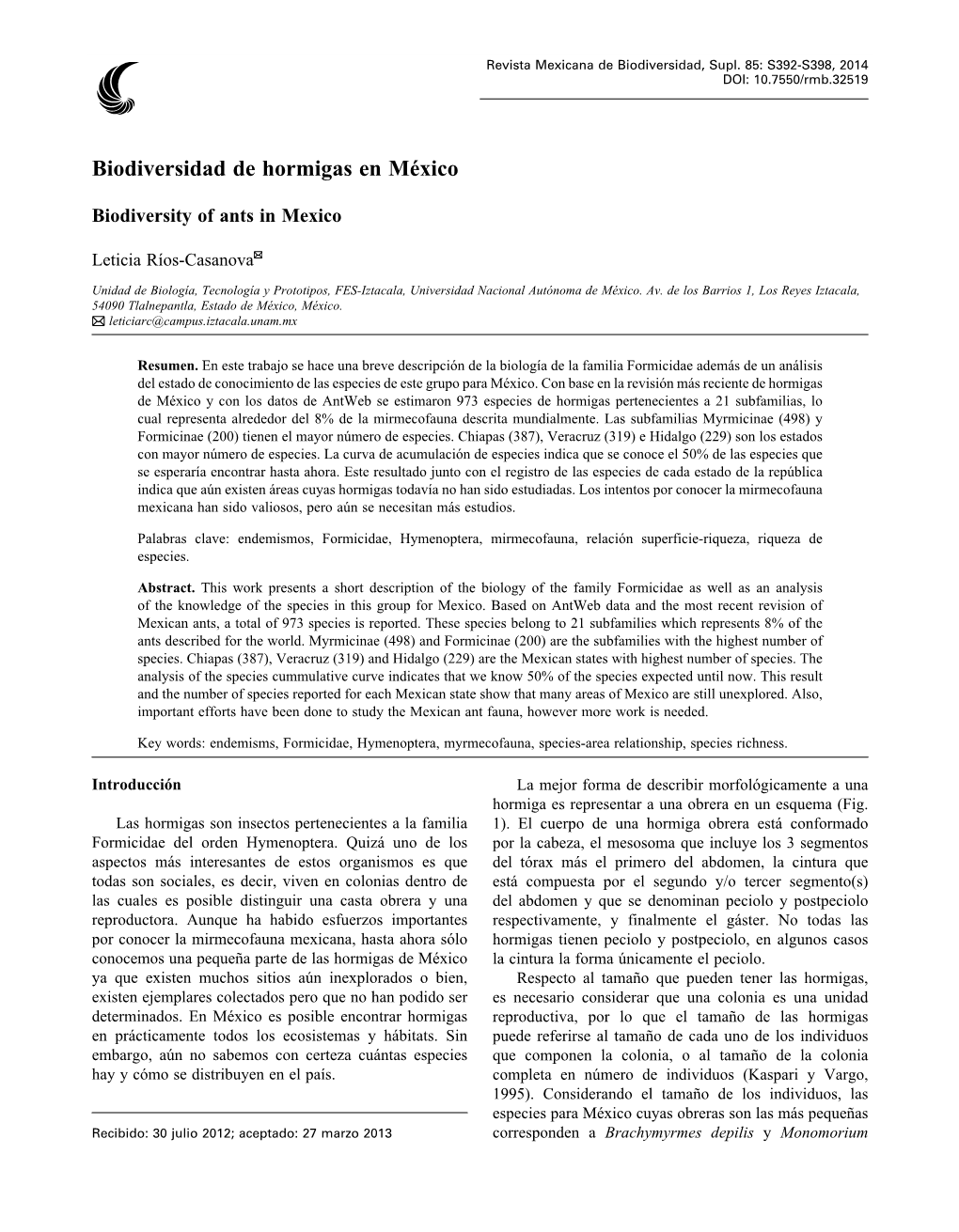 Biodiversidad De Hormigas En México