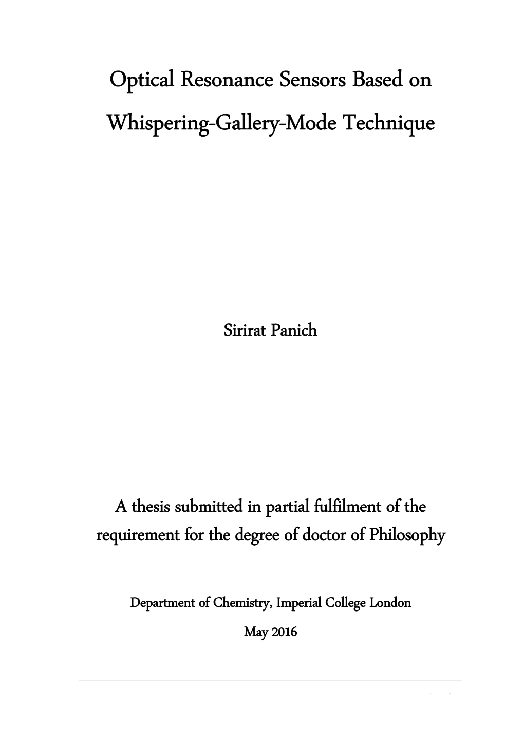 Optical Resonance Sensors Based on Whispering-Gallery-Mode Technique