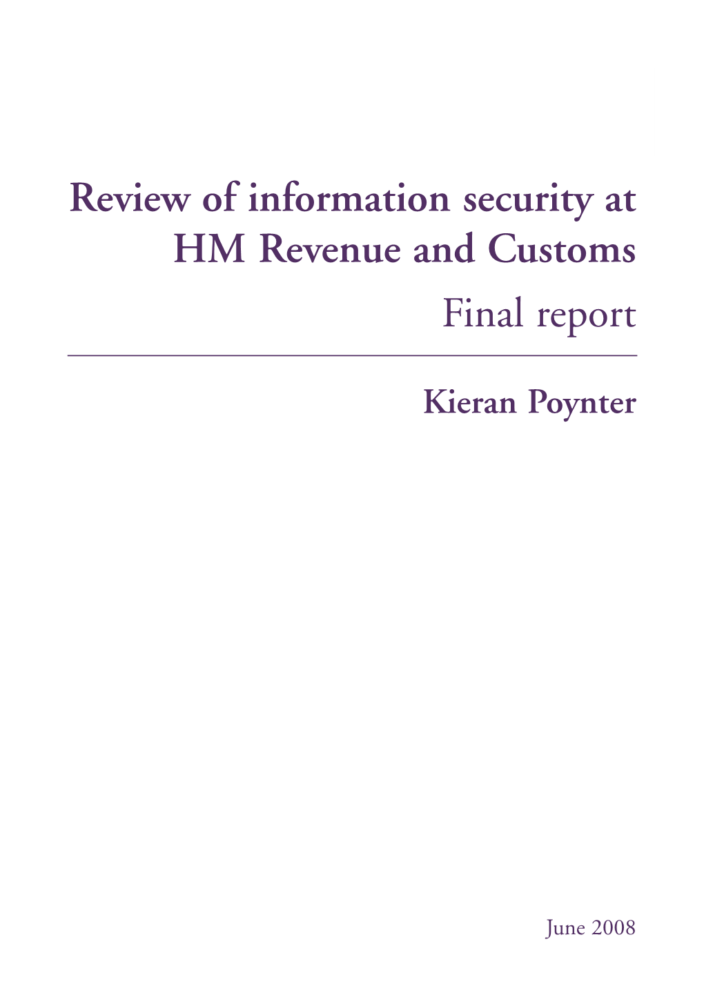 Review of Information Security at HM Revenue and Customs Final Report