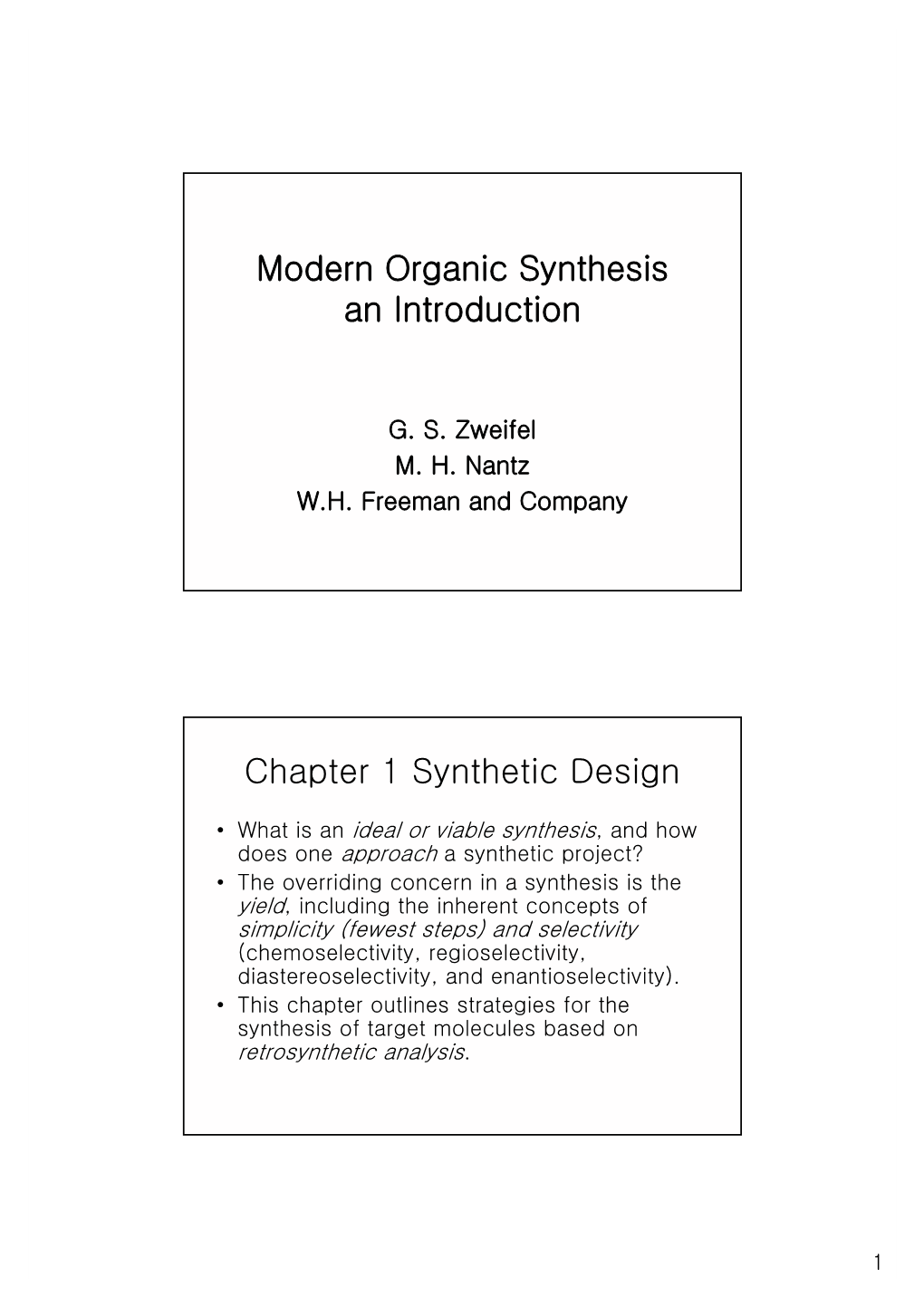 Modern Organic Synthesis an Introduction Chapter 1 Synthetic