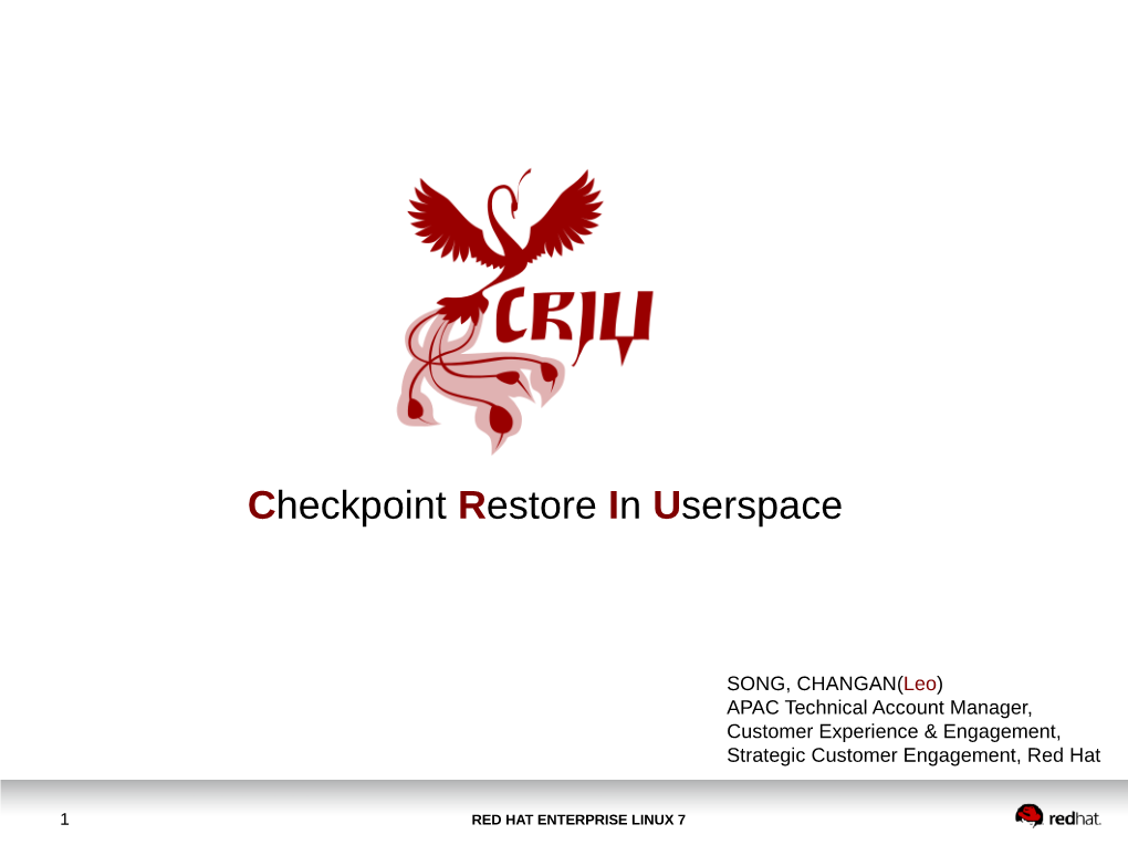 Checkpoint Restore in Userspace