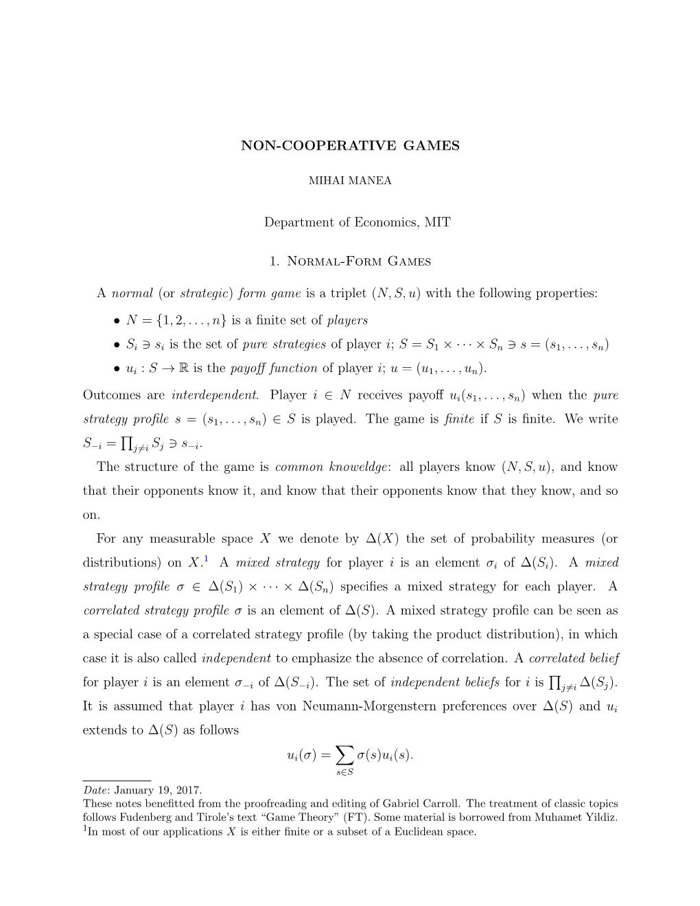 Lecture Notes for Non-Cooperative Games (PDF)