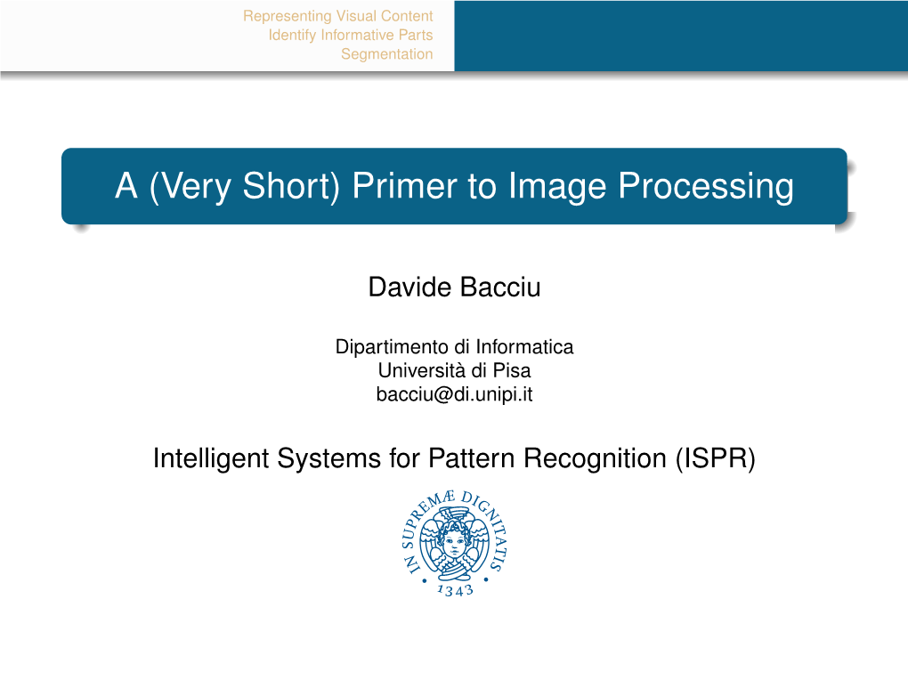 A (Very Short) Primer to Image Processing