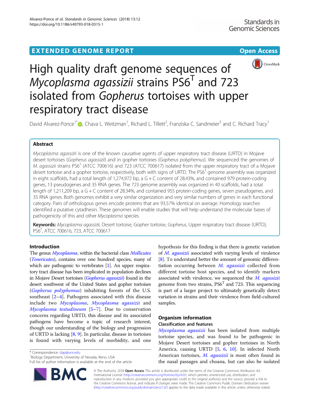 High Quality Draft Genome Sequences of Mycoplasma Agassizii Strains