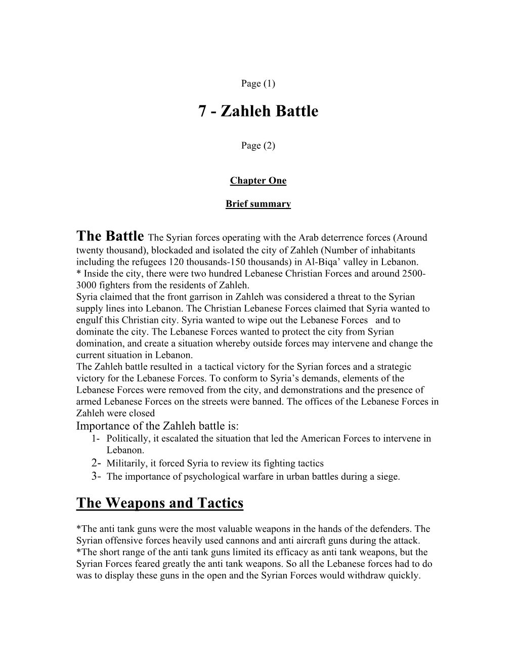 Zahleh Battle