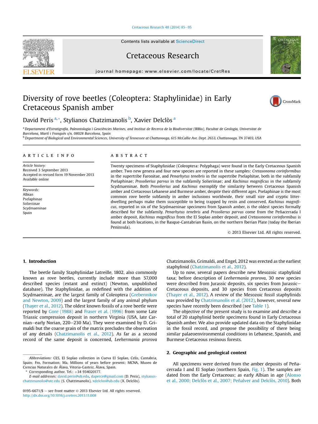 Diversity of Rove Beetles (Coleoptera: Staphylinidae) in Early Cretaceous Spanish Amber