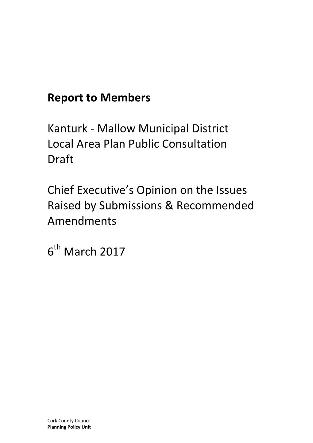 Report to Members Kanturk