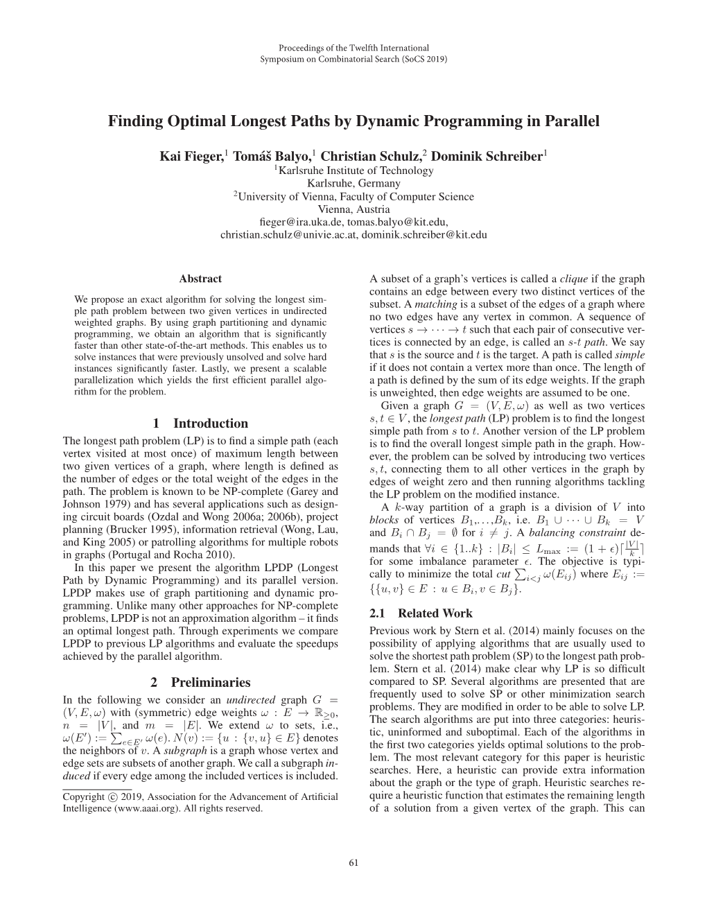 Finding Optimal Longest Paths by Dynamic Programming in Parallel