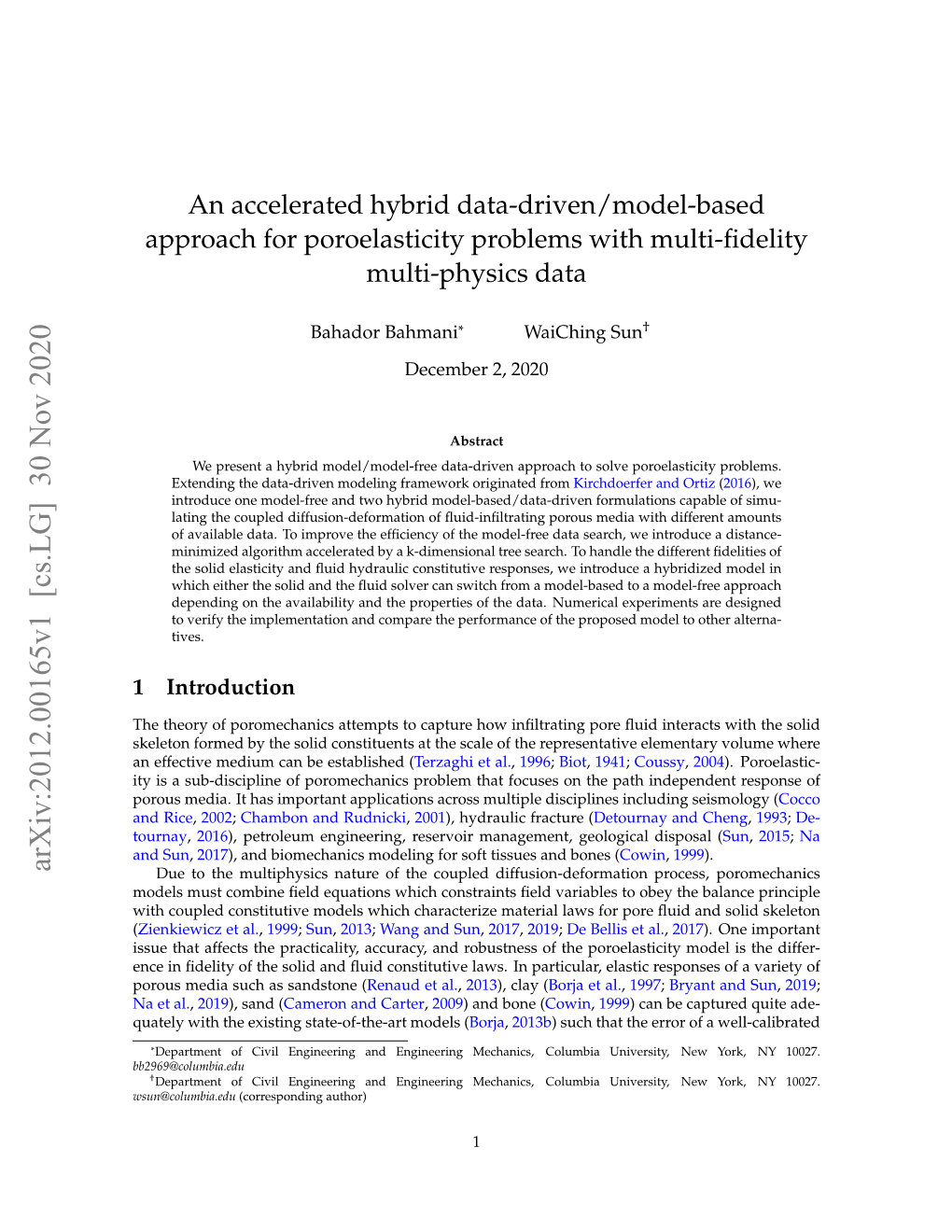 An Accelerated Hybrid Data-Driven/Model-Based Approach for Poroelasticity Problems with Multi-ﬁdelity Multi-Physics Data