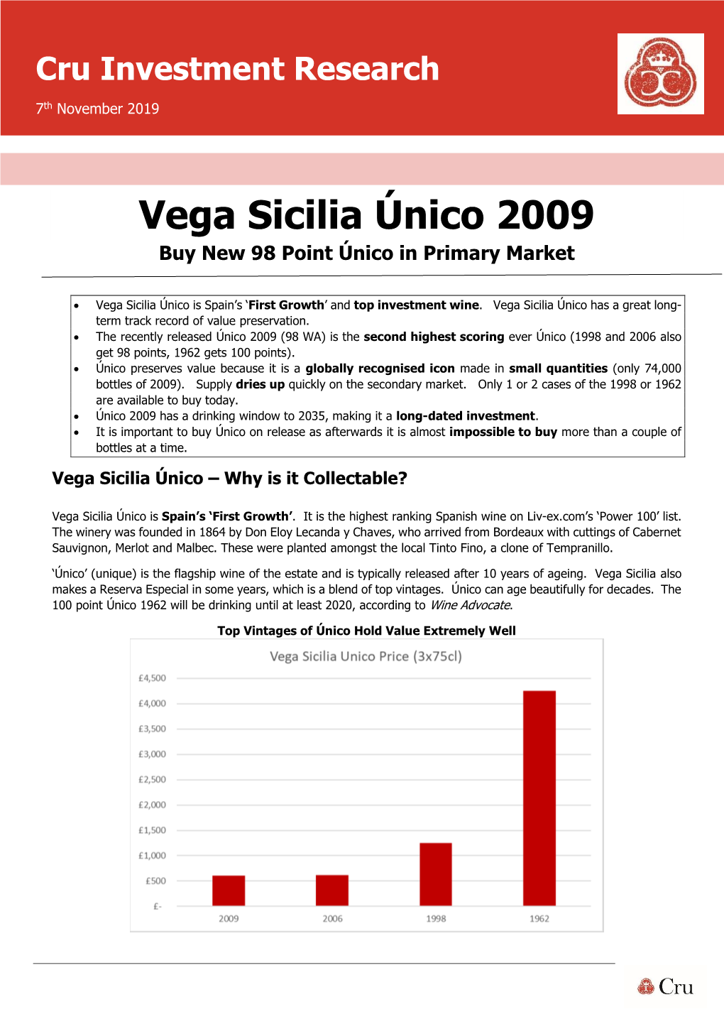 Vega Sicilia Único 2009 Buy New 98 Point Único in Primary Market