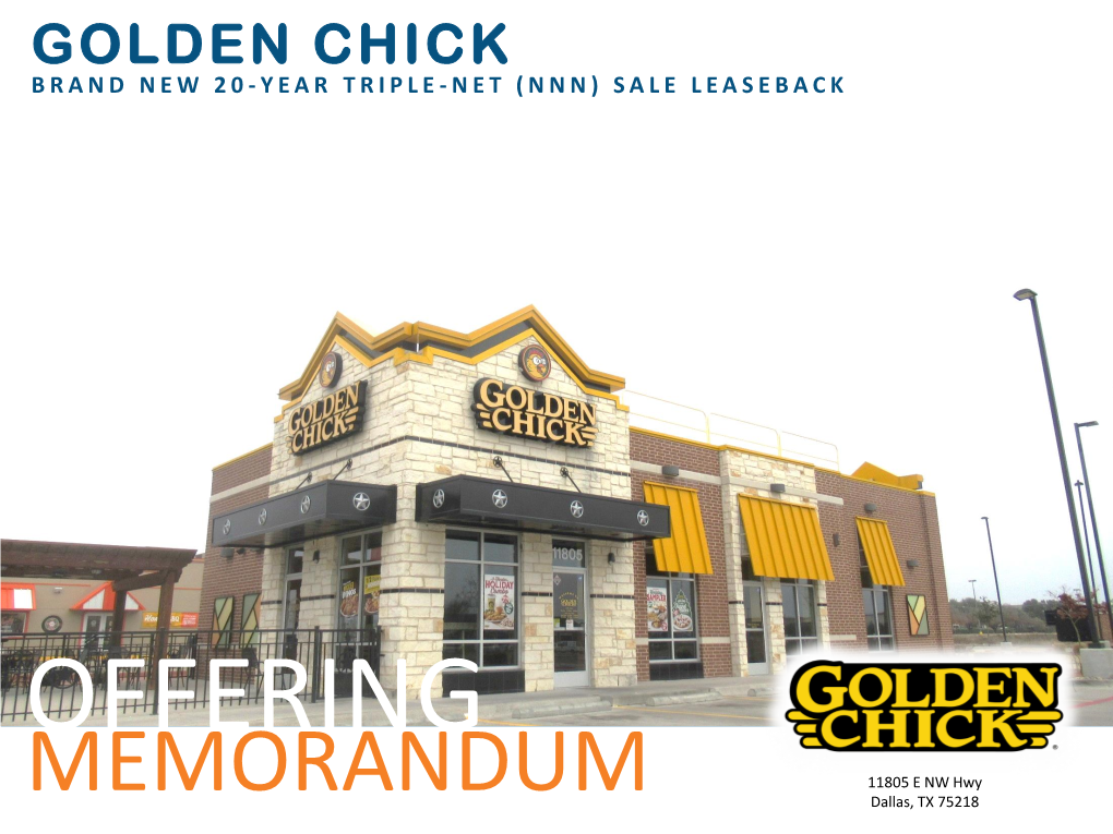 Golden Chick Brand New 20 - Year Triple - Net (Nnn) Sale Leaseback