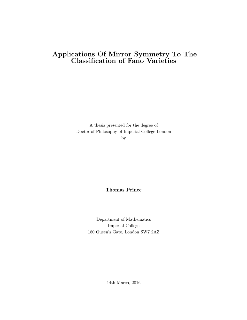 Applications of Mirror Symmetry to the Classification of Fano Varieties