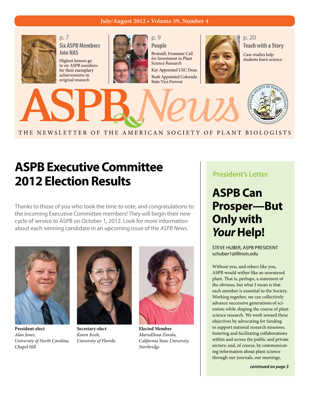 ASPB Executive Committee 2012 Election Results
