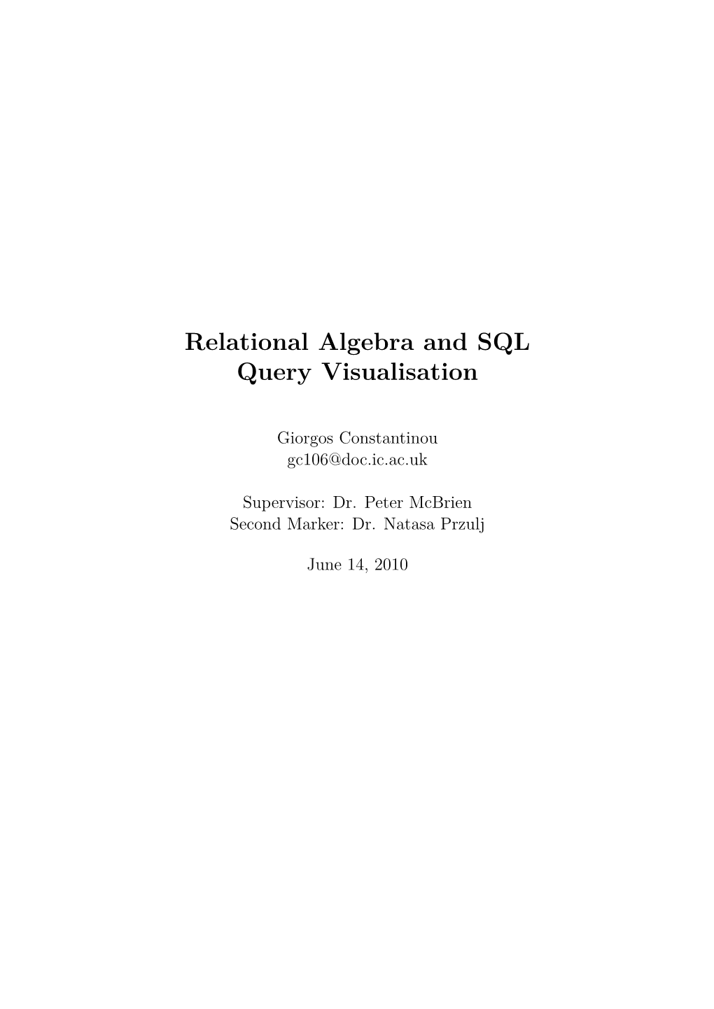 Relational Algebra and SQL Query Visualisation