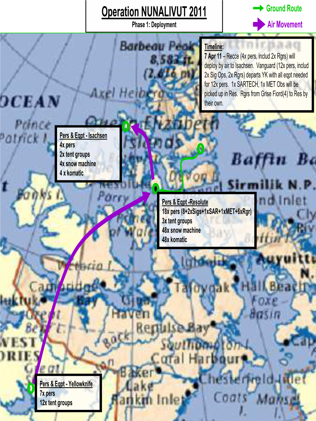 Operation NUNALIVUT 2011 Ground Route Phase 1: Deployment Air Movement