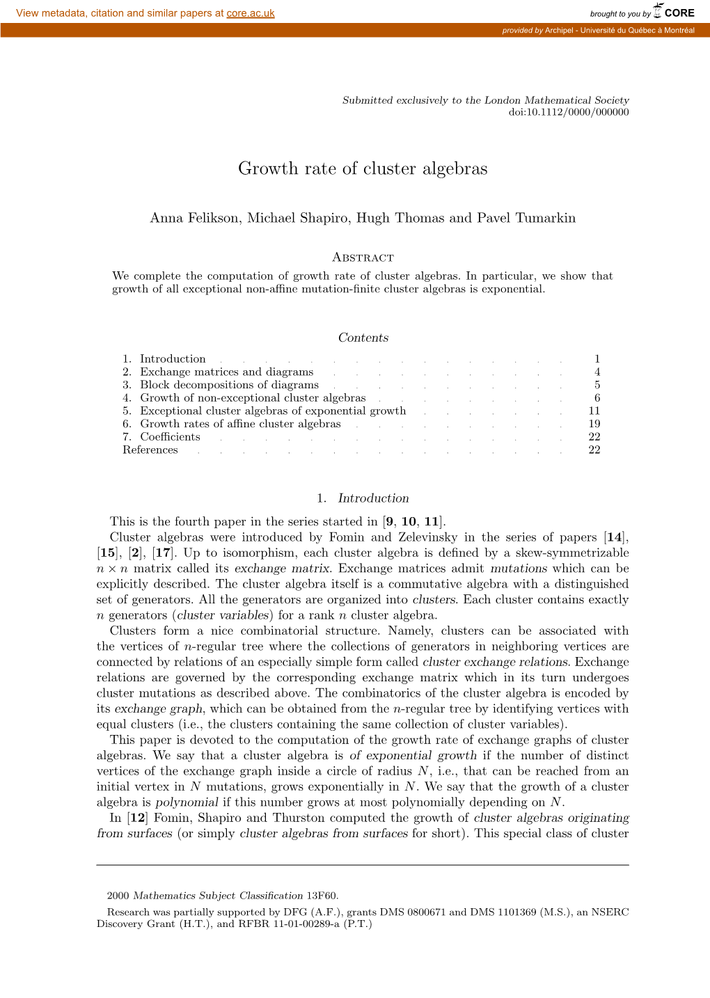 Growth Rate of Cluster Algebras