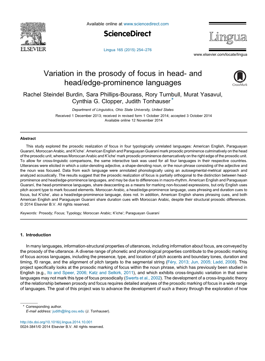 Variation in the Prosody of Focus in Head- and Head/Edge-Prominence Languages