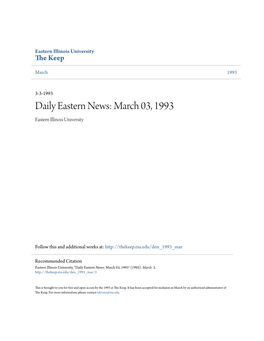 Daily Eastern News: March 03, 1993 Eastern Illinois University