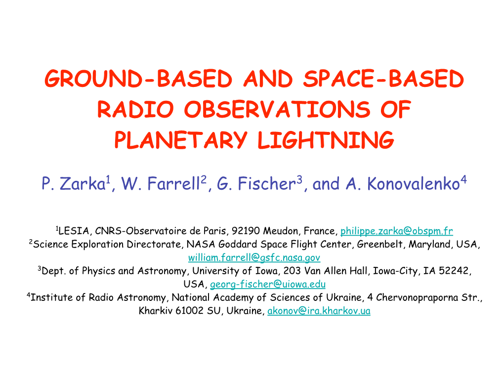 Ground-Based and Space-Based Radio Observations of Planetary Lightning