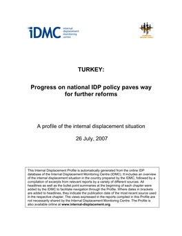 TURKEY: Progress on National IDP Policy Paves Way for Further Reforms