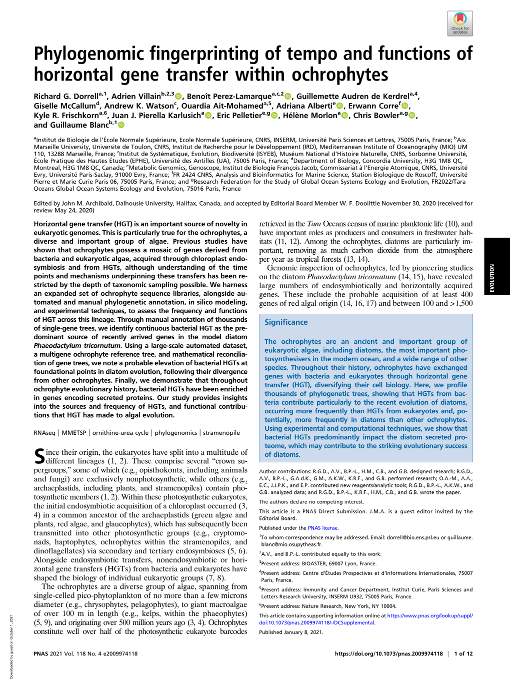 Phylogenomic Fingerprinting of Tempo and Functions of Horizontal Gene Transfer Within Ochrophytes