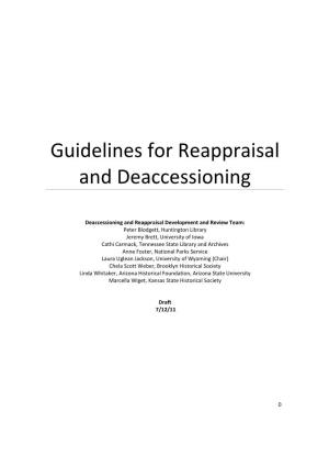 Guidelines for Reappraisal and Deaccessioning