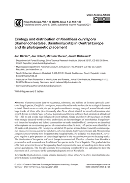 Ecology and Distribution of Kneiffiella Curvispora (Hymenochaetales, Basidiomycota) in Central Europe and Its Phylogenetic Placement