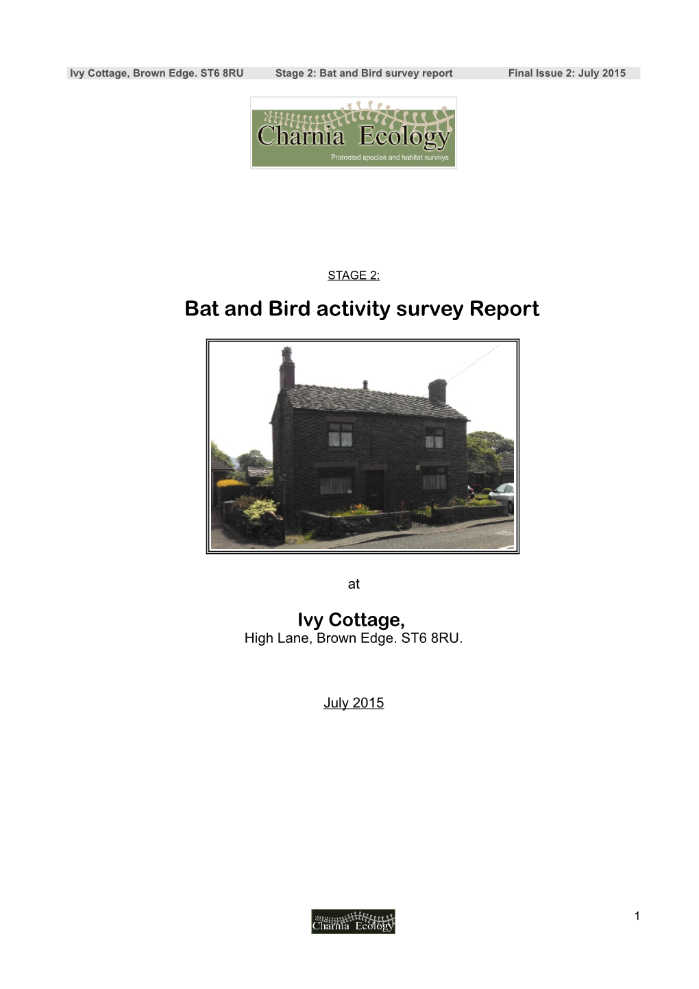 Bat and Bird Activity Survey Report