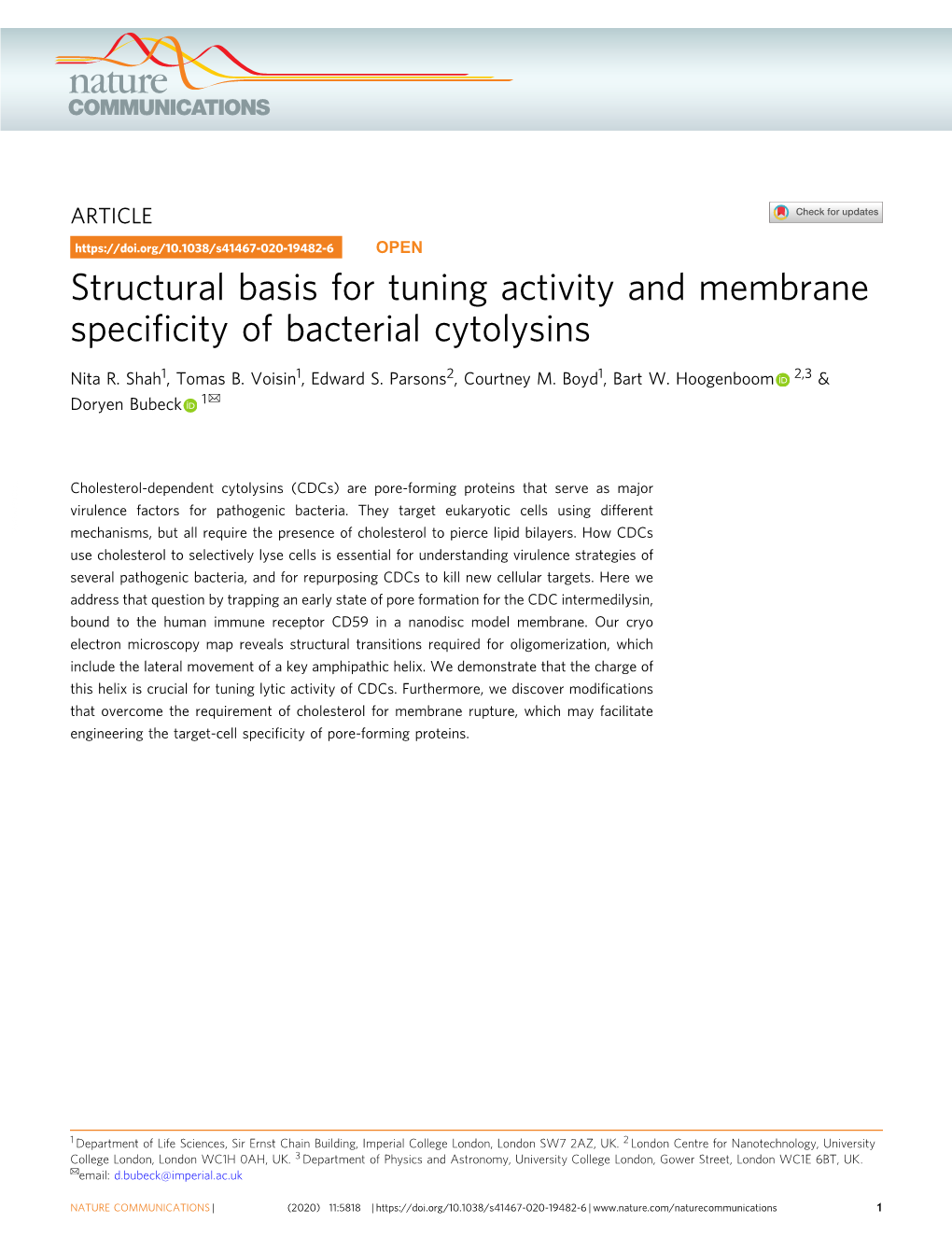 Structural Basis for Tuning Activity and Membrane Specificity of Bacterial