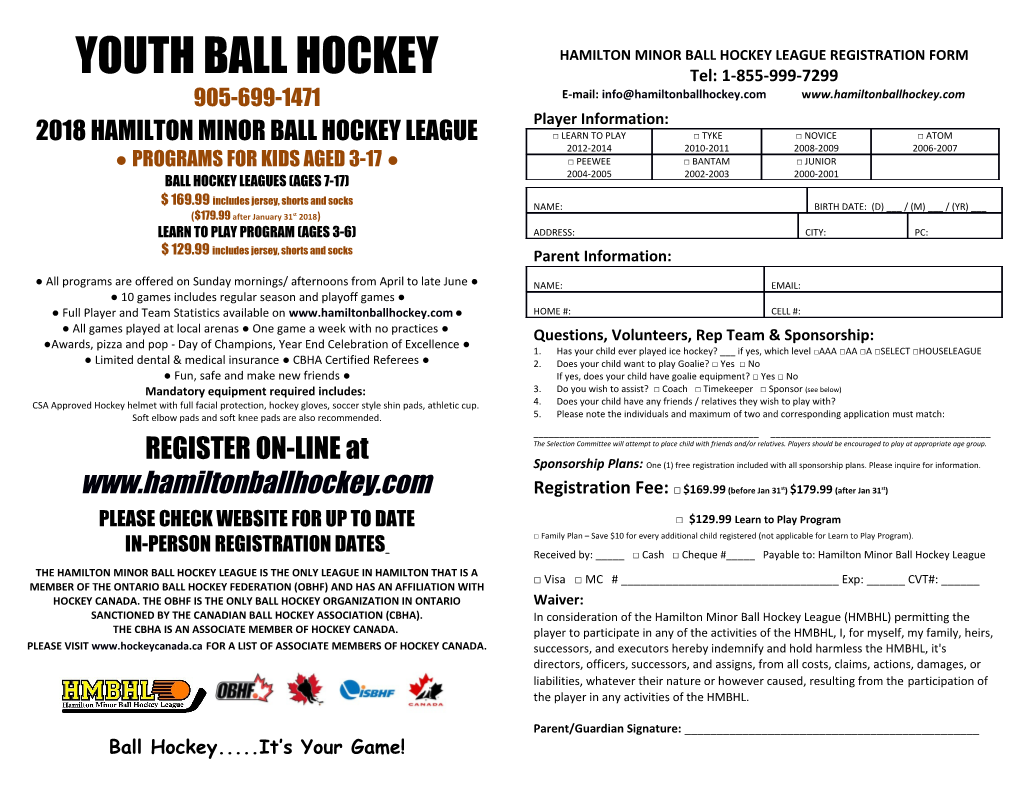 Youth Ball Hockey