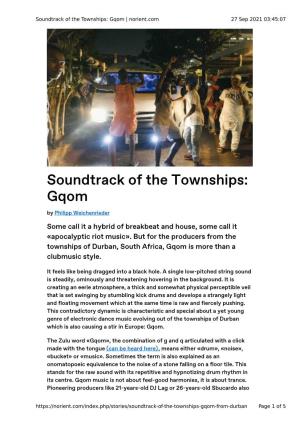 Soundtrack of the Townships: Gqom | Norient.Com 27 Sep 2021 03:45:07